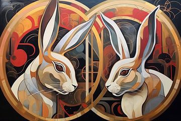 Painting Abstract Rabbits by ARTEO Paintings