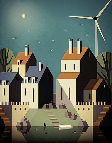 Vroege ochtendzon op de dijk