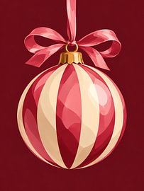 Rot-rosa gestreifter Weihnachtsbaumschmuck von Mosaic Dialogue