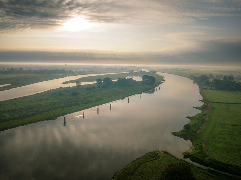IJssel zonsopgang panoramisch landschapsgezicht van Sjoerd van der Wal Fotografie