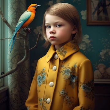 Fine art portrait "Me and my bird" by Carla Van Iersel
