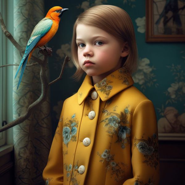 Fine art portrait &quot;Me and my bird&quot; by Carla Van Iersel