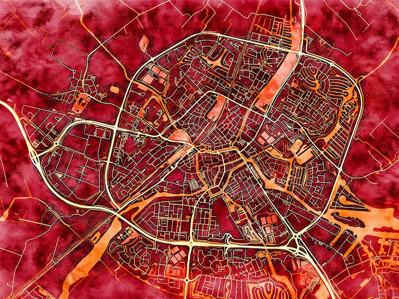 Carte de Sneek avec le style 'Amber Autumn' par Maporia