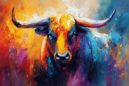 Kleurrijke stier in schilderstijl