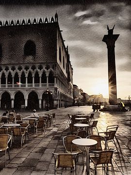 Sonnenaufgang am Markusplatz in Venedig