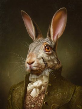 Aristocratische haas - Kunstzinnige fotomontage met een vintage uitstraling van MArt