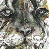 Portrait du Roi Lion (Aquarelle peinte à la main) sur Ineke de Rijk