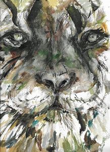 Portrait du Roi Lion (Aquarelle peinte à la main)