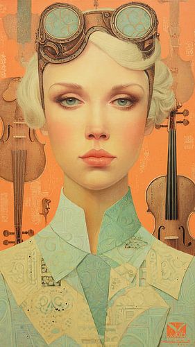 Femme musicale surréaliste en orange