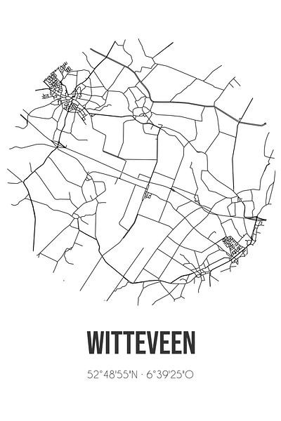 Witteveen (Drenthe) | Map | Black and White by Prints of Place