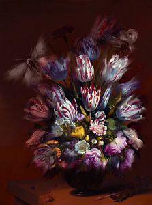 Stilleven met bloemen in beweging, naar het werk van Hans Bollongier van MadameRuiz