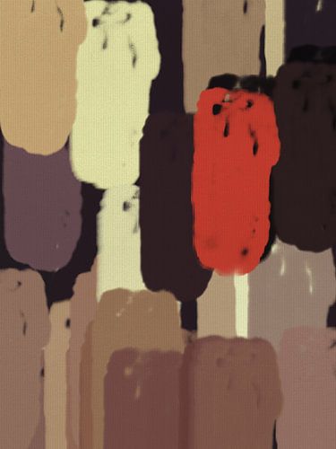 Abstracte schilderij in warme retrokleuren van Dina Dankers