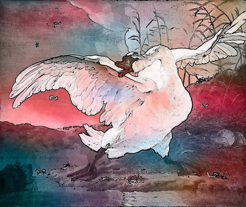 De Bedreigde Zwaan Jan Asselijn Rijksmuseum Abstract Modern Digital Art