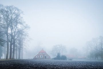 Boerderij in de mist van Jan Krijbolder