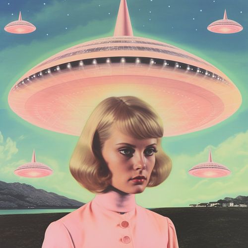 UFO Barbie Collage Art