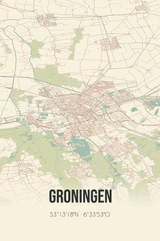 Groningen vintage stratenkaart