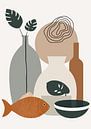 Still life with fish and monstera (04) by Sabine Minten thumbnail