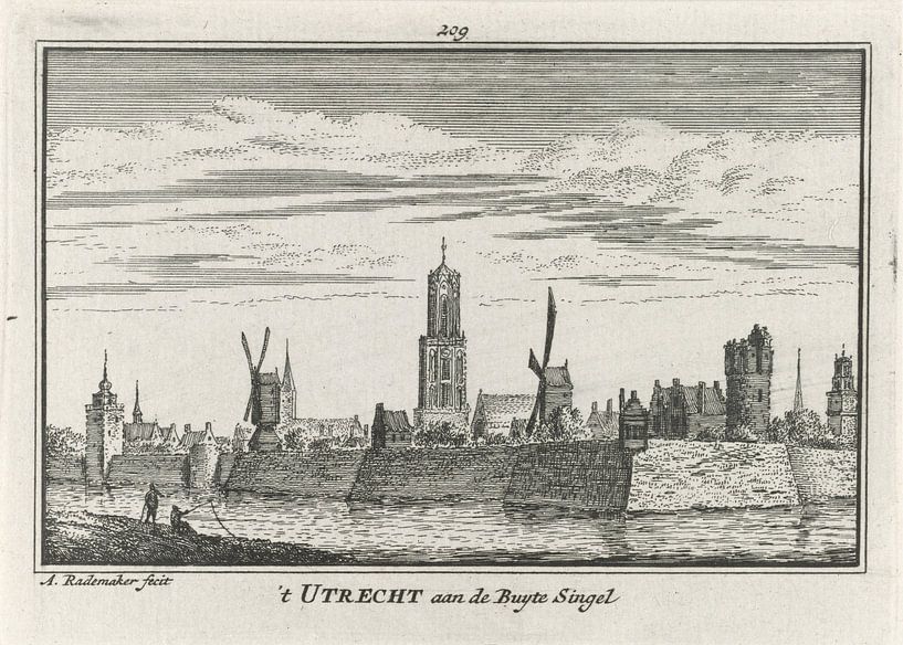 Abraham Rademaker, Vue d'Utrecht depuis le Buitensingel, 1727 - 1733 par Atelier Liesjes