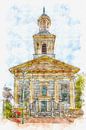 Die Weiße Kirche in Steenbergen (Brabant, Niederlande) (Aquarell) von Art by Jeronimo Miniaturansicht
