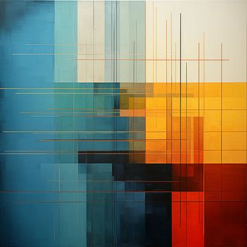Vierkanten en lijnen multikleur van The Xclusive Art