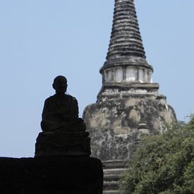 Buddha statue in Ayutthaya Thailand van Sanneke van den Berg