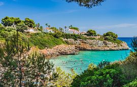 View of Cala Anguila bay beach on Mallorca island, Spain by Alex Winter