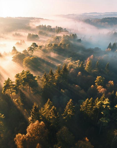 Herbstwald im Sonnenaufgang von fernlichtsicht