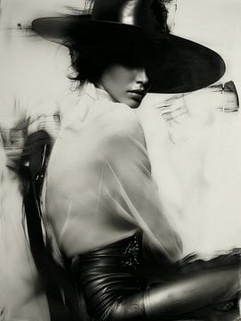 Modern en abstract portret in zwartwit van Carla Van Iersel