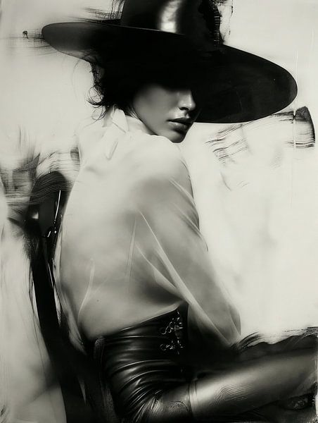 Modern and abstract portrait in black and white by Carla Van Iersel