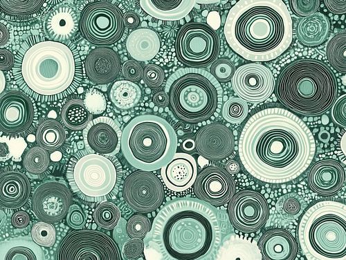 Green Circles | Cream Mint Circles by Modern Collection