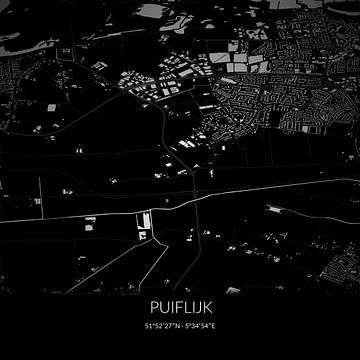 Black and white map of Puiflijk, Gelderland. by Rezona