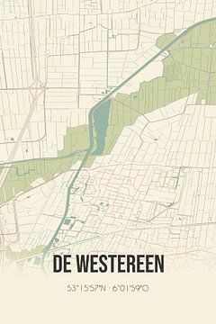 Vintage landkaart van De Westereen (Fryslan) van Rezona