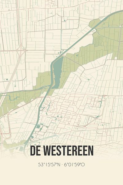 Vintage map of De Westereen (Fryslan) by Prints of Place