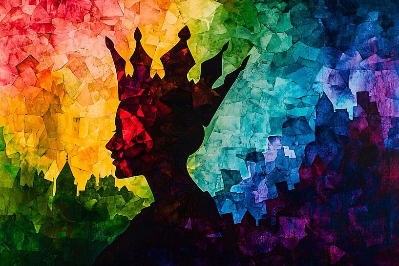 Regenboog silhouet portret kunst van Art & Soul Creations