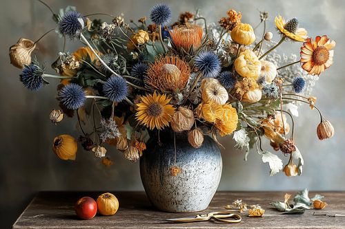 Botanical composition in Blue and Yellow no.5