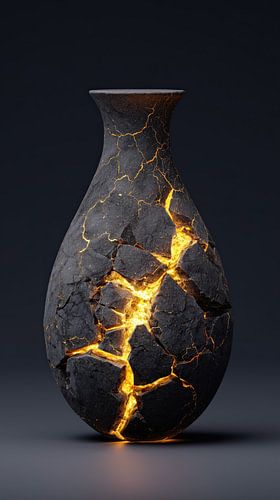 Golden lava in a stone vase