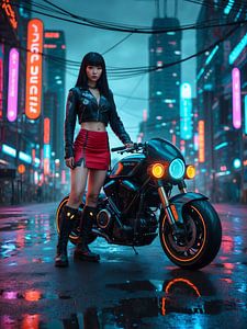 Cyberpunk in der nächtlichen Stadt