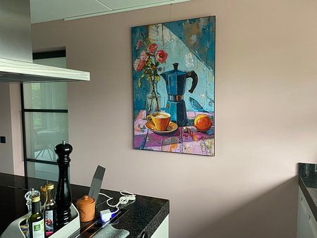Koffie - koffiepot - Percolator - schilderij mexicaanse tinten