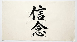 Japanische Kanji-Kalligraphie – Glaube und Überzeugung (Shinnen)
