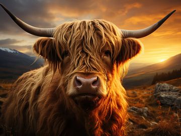 An Orange Scottish Highlander in Art by Eva Lee