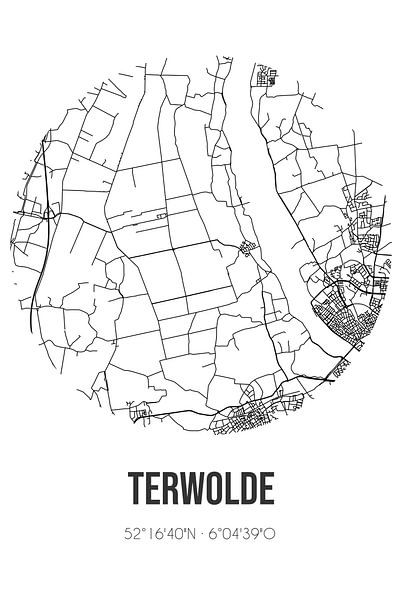 Terwolde (Gelderland) | Map | Black and white by Prints of Place