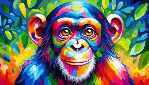 Colourful Abstract Chimpanzee in Modern Art Style