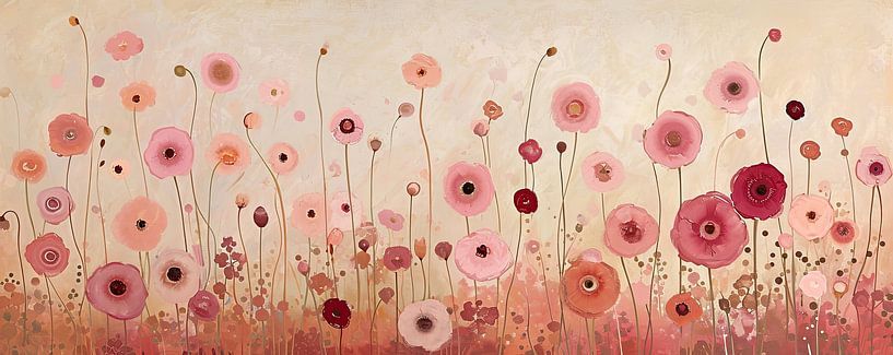 Fleurs roses dans un pré par True Nature Art
