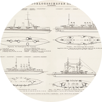 Vintage gravure oorlogsschepen III van Studio Wunderkammer