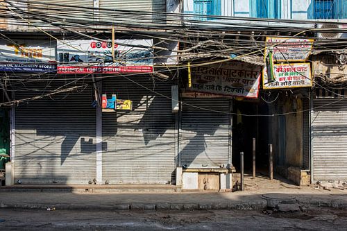 Delhi, India. Old shop front in chandni chowk