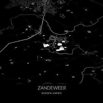 Black-and-white map of Zandeweer, Groningen. by Rezona