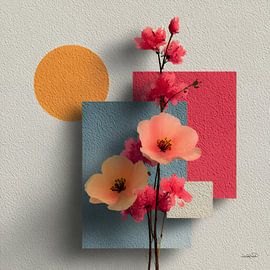 Abstract met bloemen van Gelissen Artworks