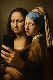 Mona Lisa & the girl with the pearl earring by Poster Art Shop