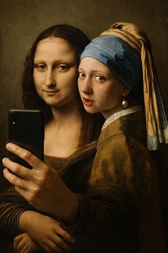 Mona Lisa & the girl with the pearl earring by Poster Art Shop