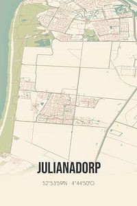 Vintage landkaart van Julianadorp (Noord-Holland) van Rezona
